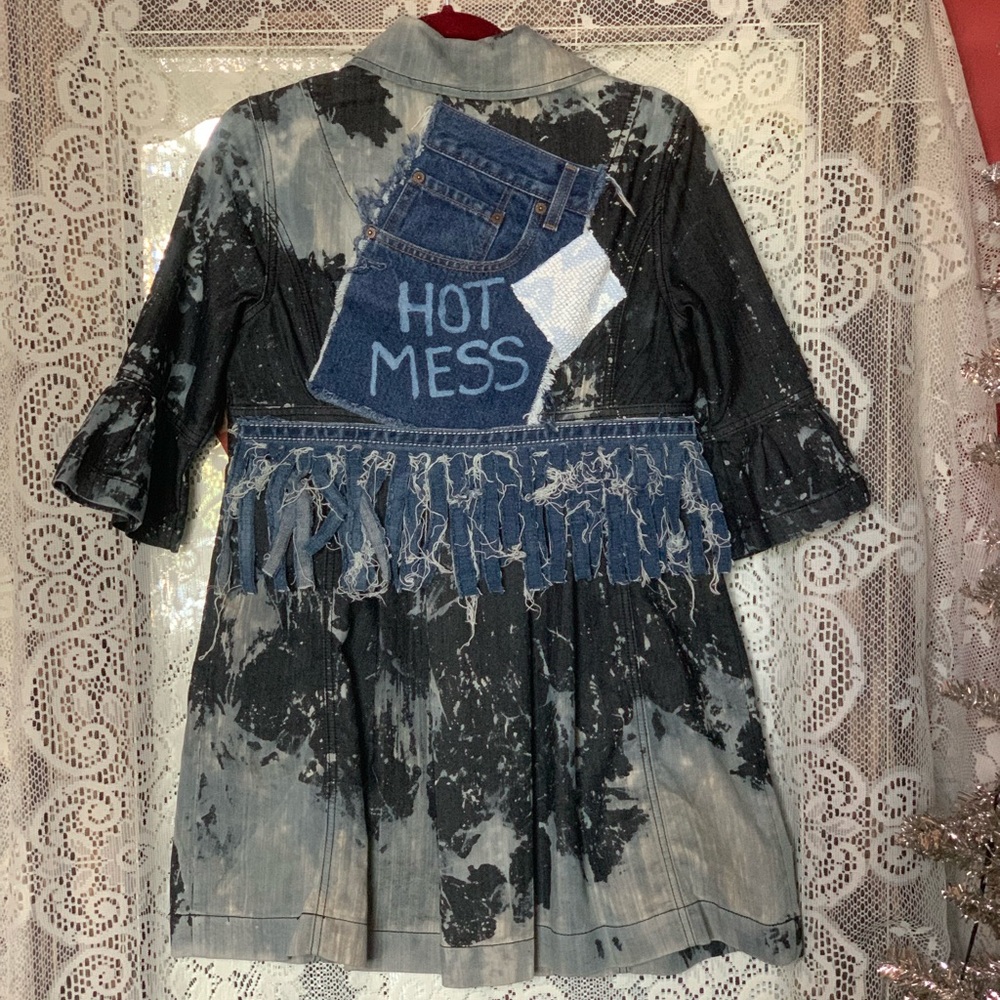 Y2K Vintage Repurposed Recycled Upcycled Ooak Denim Gypsy Jacket Duster Remade